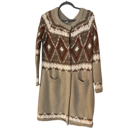 Free People Sweaters - Free People Frosted Fair Isle Cardigan Chunky Sweater Aztec Womens Size Medium